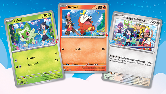 Erhalte Pokémon-Sammelkartenspiel-Promokarten von Pokémon Horizonte: Die Serie als Geschenk beim Einkauf