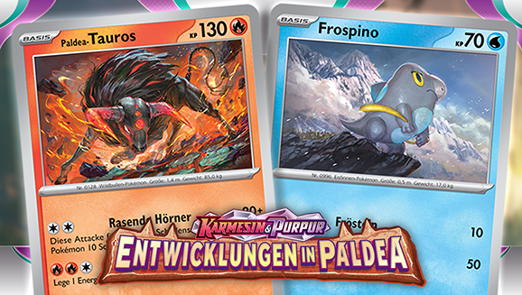 Kunst der Pokémon-Sammelkartenspiel-Erweiterung Karmesin & Purpur – Entwicklungen in Paldea