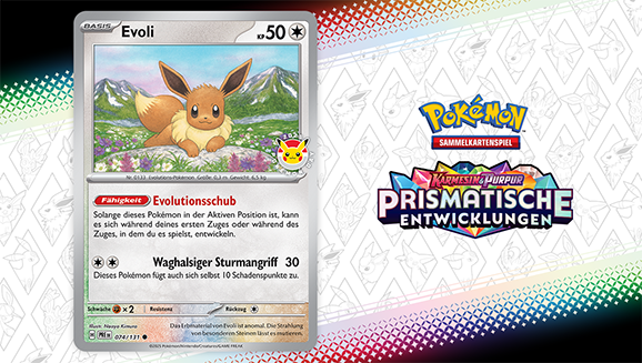 Erhalte zum Pokémon Day 2025 eine Pokémon-Sammelkartenspiel-Promokarte mit Evoli als Geschenk beim Einkauf