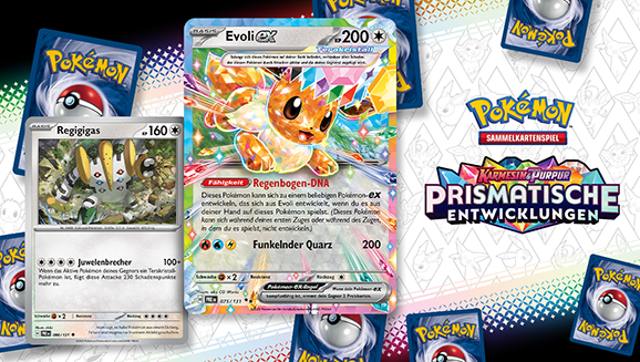 Topkarten für den Wettbewerb aus der Pokémon-Sammelkartenspiel-Erweiterung Karmesin & Purpur – Prismatische Entwicklungen