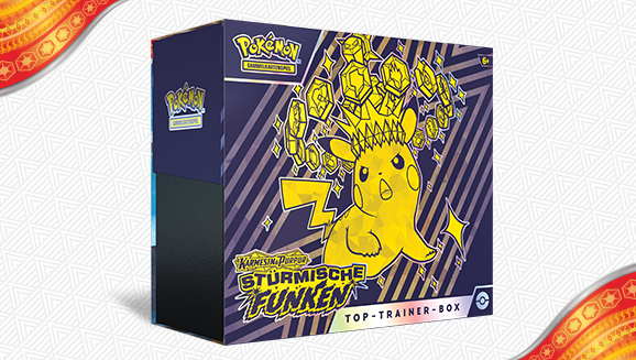 Pokémon-Sammelkartenspiel: Top-Trainer-Box Karmesin & Purpur – Stürmische Funken