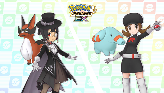 Lyra (Kostüm) & Phanpy sowie Amalia (Kostüm) & Gaunux in Pokémon Masters EX