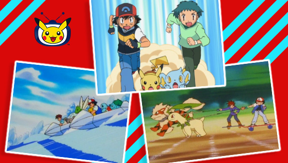 Ash und Pikachu nehmen in Folgen von Pokémon – Die TV-Serie auf Pokémon-TV an Wettrennen teil