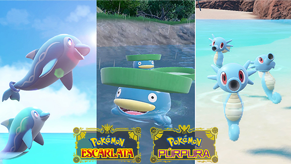 Atrapa Pokémon de tipo Agua en las apariciones masivas de Pokémon Escarlata y Pokémon Púrpura
