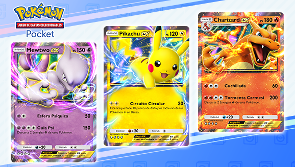 Aprovecha el poder de Pikachu ex, Mewtwo ex y Charizard ex