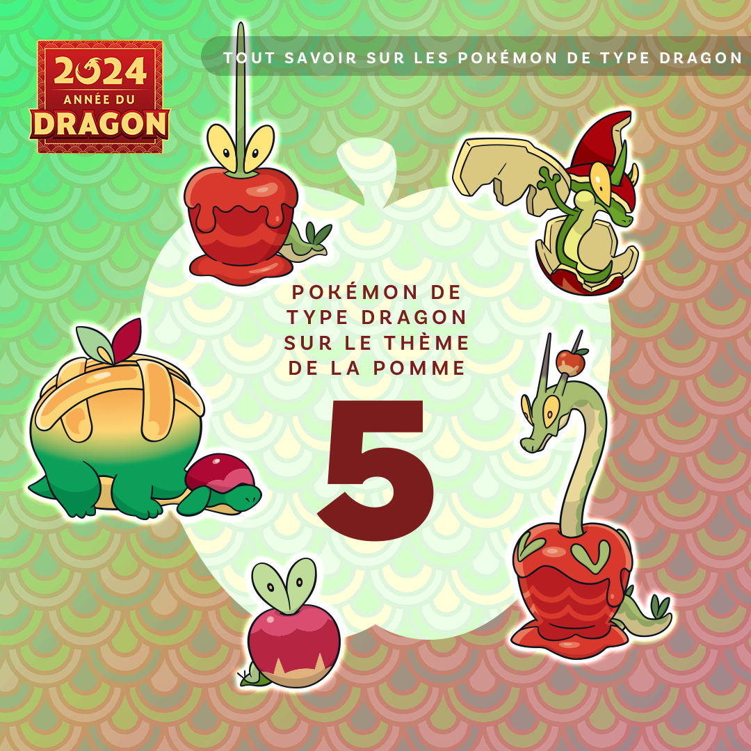 Pokémon de type Dragon sur le thème de la pomme