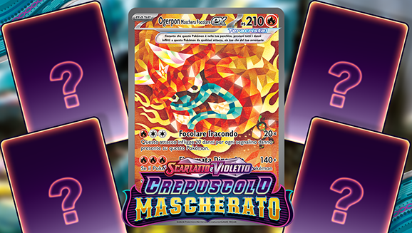 Dai uno sguardo a Ogerpon Maschera Focolare-ex, Scatola dei Segreti e altre carte in arrivo con l’espansione Scarlatto e Violetto - Crepuscolo Mascherato del GCC Pokémon.