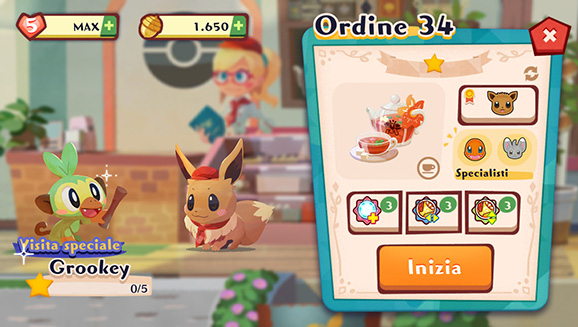 Ottieni Grookey, Wobbuffet, Buizel, Audino e strumenti bonus in Pokémon Café Mix