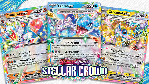 Scarlet & Violet—Stellar Crown Triple Play: Cinderace ex, Lapras ex, Galvantula ex